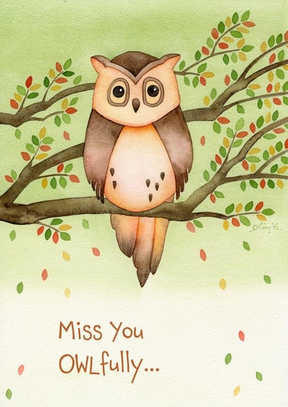 Missing You Owl Card created by Sini Ezer