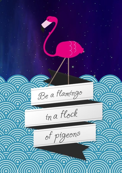 flamingo pink Just because Card 1212 created by Vektorama