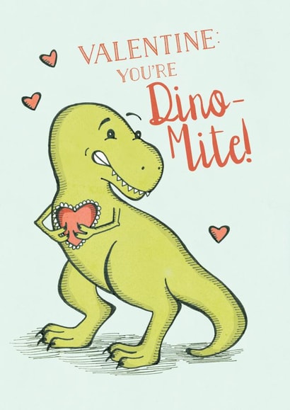 Cute Valentines Day Card - T-Rex - Valentine You're Dino-Mite! created by Tami Boyce