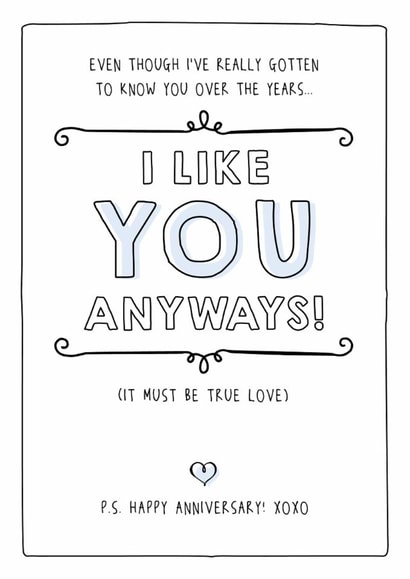 I like you anyways! - A cheeky and cute anniversary card created by Prairie Chick Prints