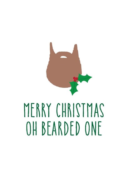 Hipster - Modern - Funny - Trendy - Hipster Beard - Oh Bearded One - Oh Christmas Tree - Pun - Christmas Card created by Silly Prints