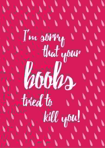 cancer boobs Thinking of you Card 3989 created by PaperJam Print Co.