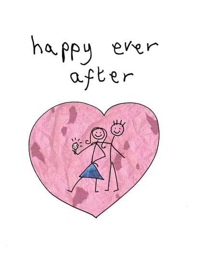 Happily ever after - Cute stick drawing card created by Greetings by Nibby Williams