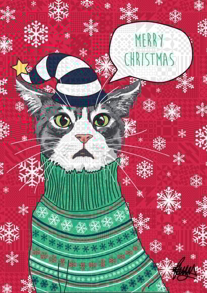 funny cute Christmas Card 23936 created by Rose Hill Designs
