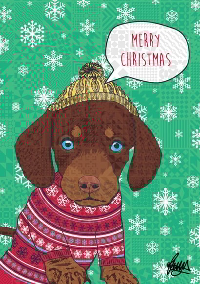 Dachshund small Christmas Card 23938 created by Rose Hill Designs