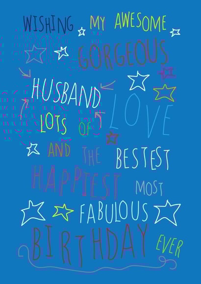Happy Birthday Gorgeous Husband - Love You - Birthday Card created by Love and Happy Stuff