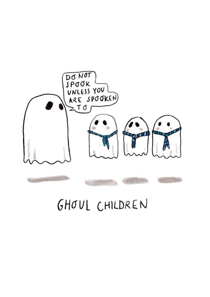 Funny Just Because Card - Ghoul Children - Punny Illustration created by Jelly Armchair