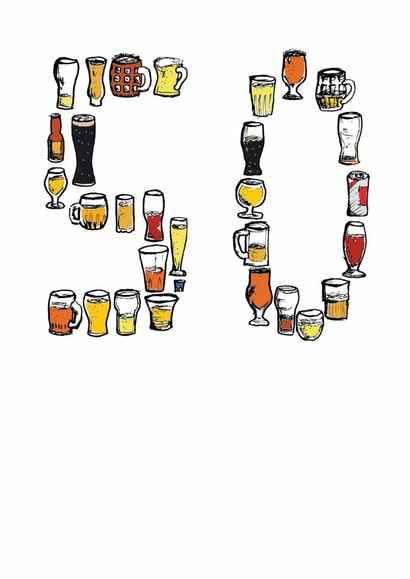 50 beer Birthday Card 6997 created by A Ray of Sunshine Cards