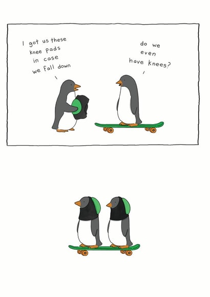 penguin skateboard Humour Card 6506 created by Redback Cards