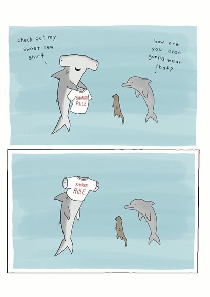 Funny Birthday Card - Sharks Rule T-Shirt - Silly Humour created by Redback Cards