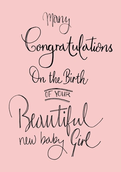 Pink New Baby Girl Card created by Naughty Nice