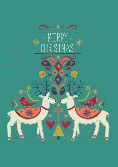 reindeer contemporary Christmas Card 1678 created by Jessica Hogarth