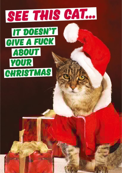 rude cat Christmas Card 2967 created by Dean Morris Cards