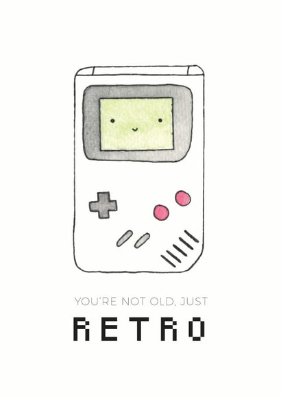 Cute Birthday Card - Not Old, Just Retro - Gameboy created by Nicole Julia