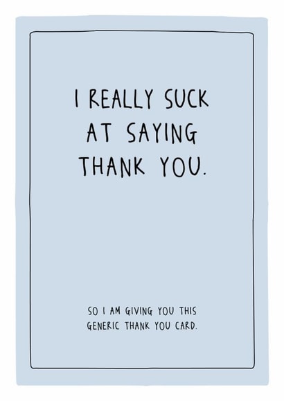 I really suck at saying thank you - Funny thank you card created by Prairie Chick Prints