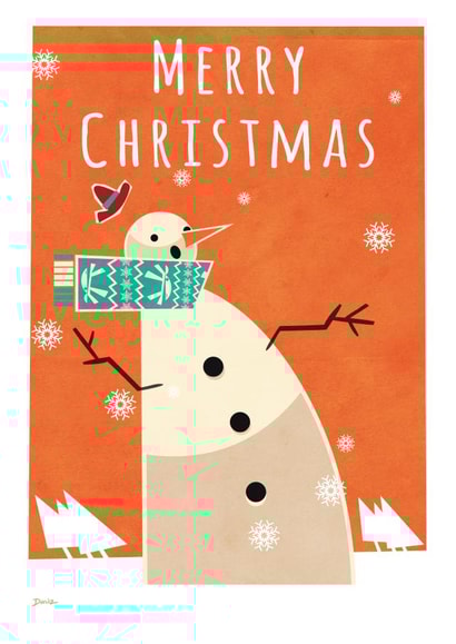snowman scarf Christmas Card 23739 created by Daviz