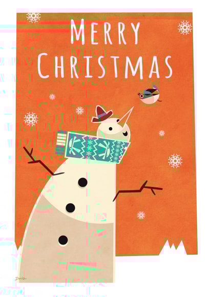 snowman bird Christmas Card 23740 created by Daviz