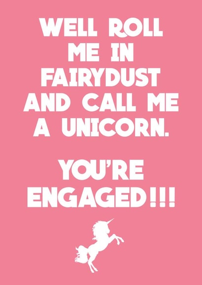 Pink Fairydust Unicorn Engagement Card created by Pottsy Prints