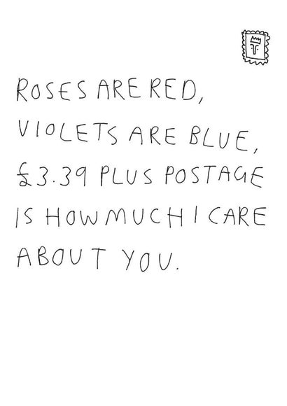 Funny Valentines Day Card - Roses Are Red - Postage - I Care About You created by Redback Cards