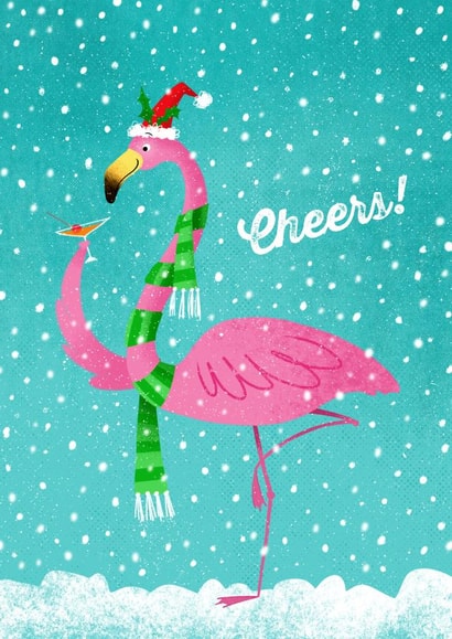 christmas flamingo Christmas Card 2467 created by Louise Gardner