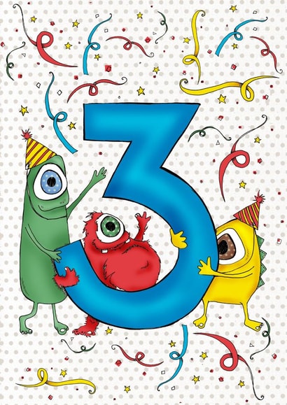 Happy 3rd Birthday Monster, illustrated by Amy Cockcroft created by Ryland Studios