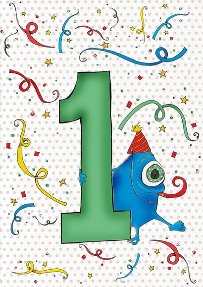 Happy 1st Birthday Monster, illustrated by Amy Cockcroft created by Ryland Studios