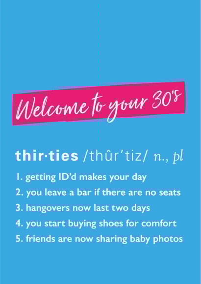 Thirties definition Birthday Card created by Poppy Lane