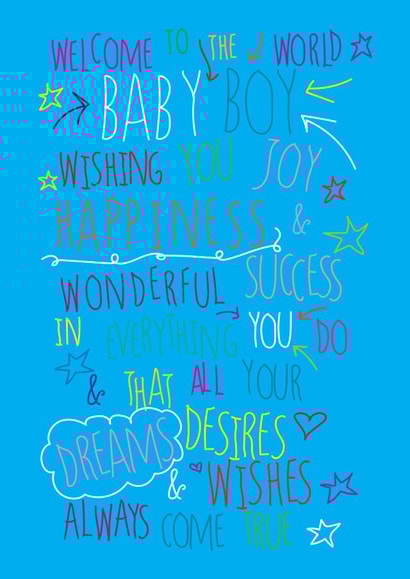 Welcome to the world Baby Boy - Love You - New Baby Card created by Love and Happy Stuff