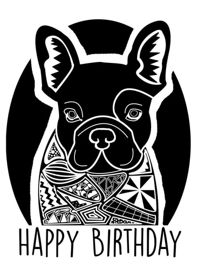 french bulldog Birthday Card 7705 created by Helen Giddings