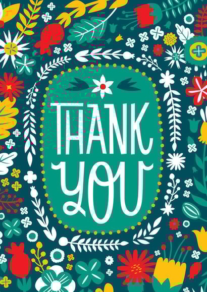 Pretty Thank You Card - Colorful Flowers - Thank You created by Kay Wolfersperger