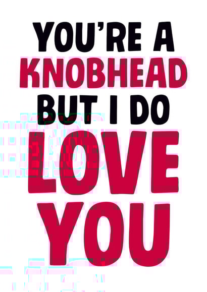Rude Valentine's Day Card - You're A Knobhead But I Do Love You created by Dean Morris Cards