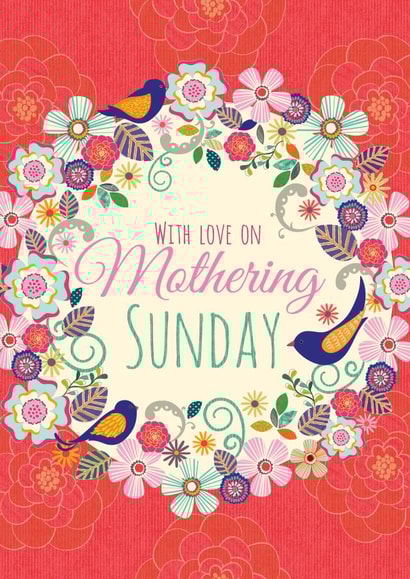 Classic Mothers Day Card - Mum - Wreath - With Love On Mothering Sunday created by Laura Darrington Design Ltd.
