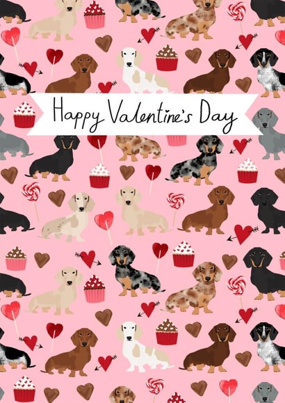doxie dachshund Valentines Day Card 2262 created by Pet Friendly