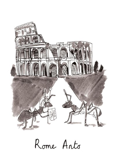 Funny Valentines Day Card / Anniversary Card / Wedding Card - Romantics Pun - Rome Ants created by Jelly Armchair