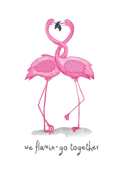 valentines flamingo Valentines Day Card 22585 created by Kristy le Voy