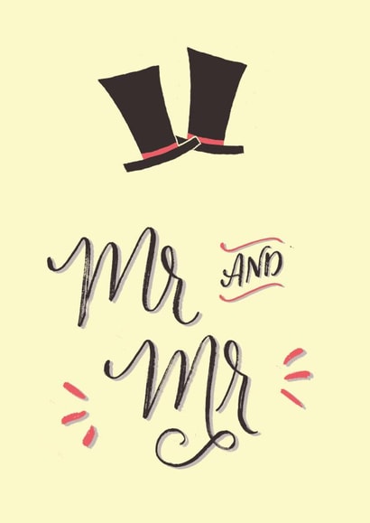 Mr and Mr top hat card - illustrated card created by Ariane Vieira
