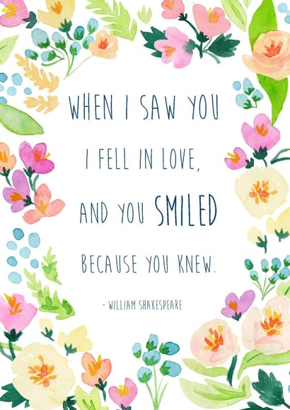 Watercolor Florals Shakespeare Quote card created by Anne Berry