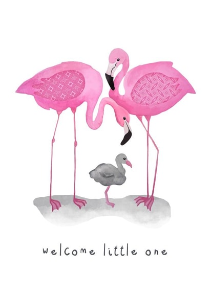 Baby flamingo New Baby Card 1095 created by Kristy le Voy