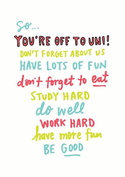 You're Off To Uni Card created by Angela Chick