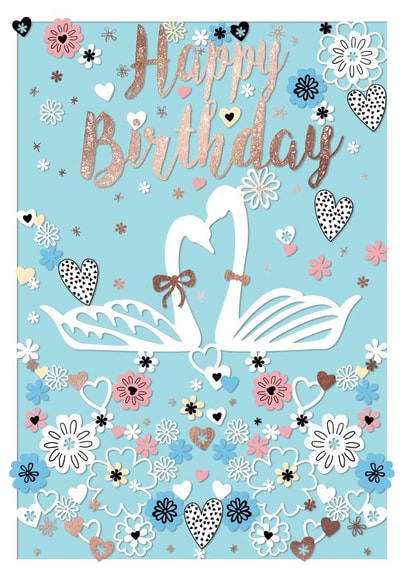 Classic Birthday Card - For Her - Swans created by michael cheung