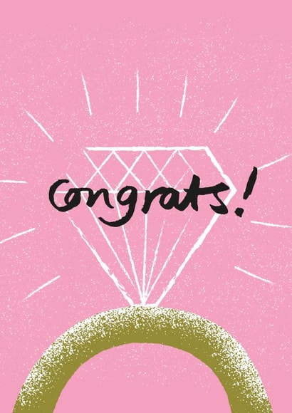 Pink and gold engagement card created by Mel Chadwick