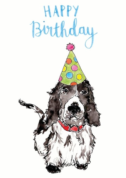 Happy birthday cocker spaniel dog card created by Bramble Designs