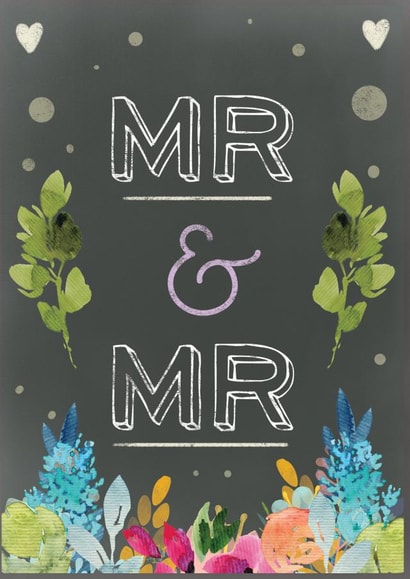 MR & MR floral wedding card created by Louise Wright