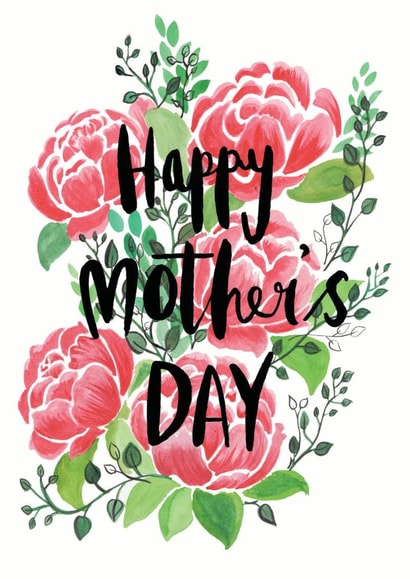 Pretty Mothers Day card - Flowers - Happy Mothers Day created by Emily Hline Illustration