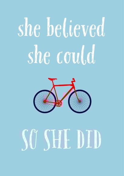 cyclist Typographic Just because Card 30963 created by Rudi & Co.