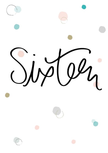 sixteen 16 Birthday Card 8861 created by Pearl of a Girl