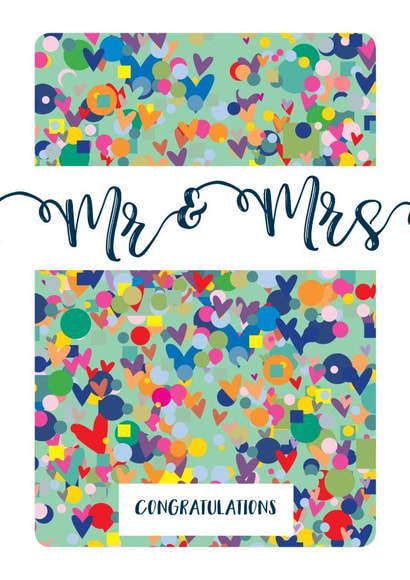 Pretty Confetti Wedding Card - Mr & Mrs Congratulations created by Spotty N Stripy
