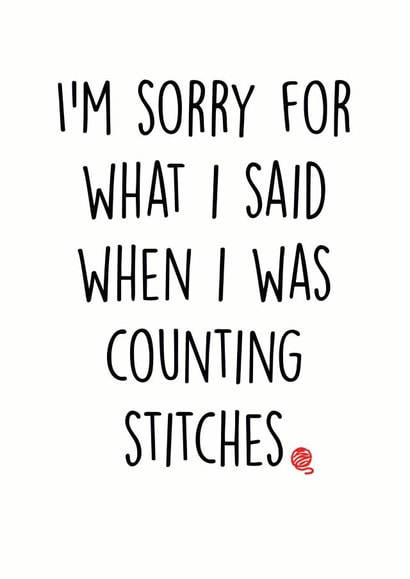 crochet knitting Sorry Card 9148 created by Savage Scribbles