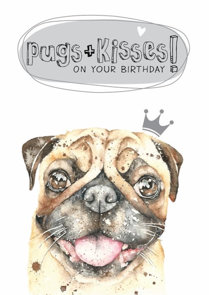 pug dog Birthday Card 8289 created by Dotty Dog Art