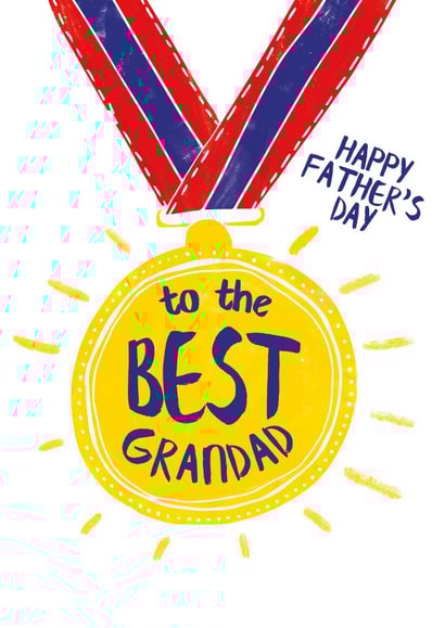 Cute Fathers Day Card - Grandad - Medal - Happy Fathers Day To The Best Grandad created by Ivorymint cards